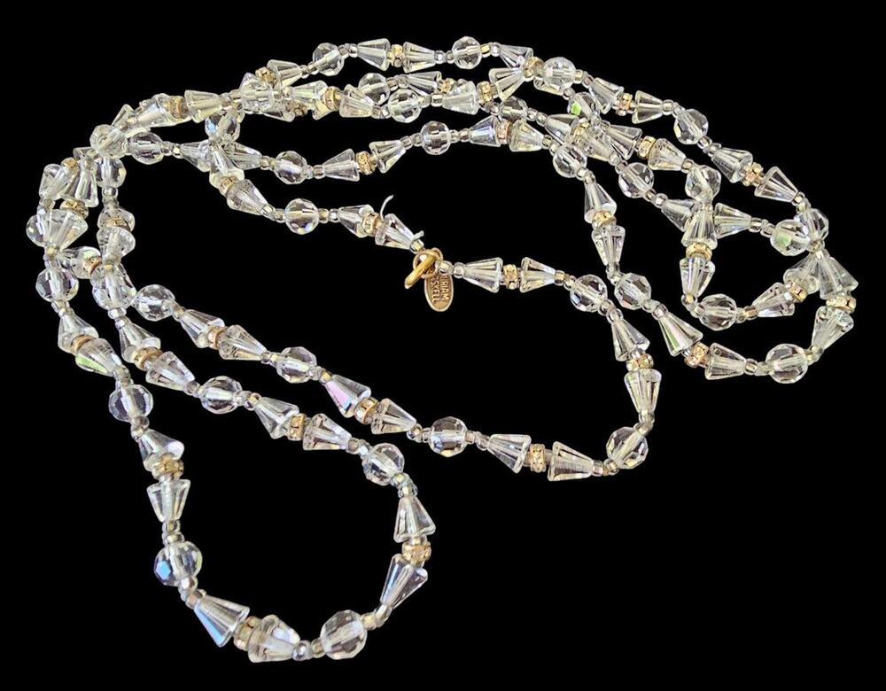 Vintage 50s Miriam Haskell Necklace, Faceted Crystal Glass Beads and Rhinestones